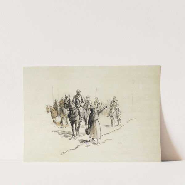 Paysanne donnant la direction à une troupe à cheval (1917-1918) by Georges Goursat (Sem)