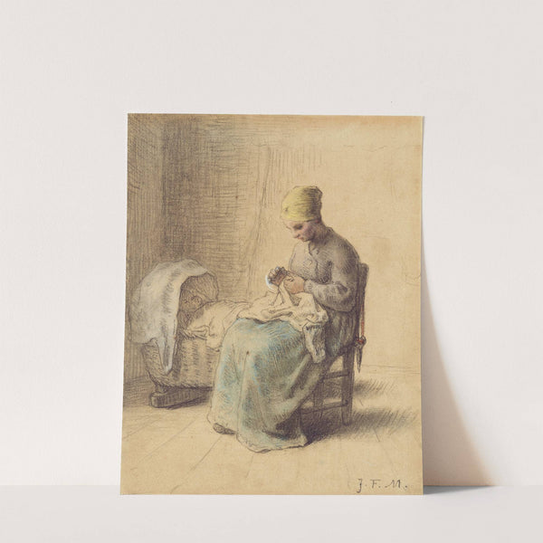 Paysanne veillant son enfant (circa 1858-1860) by Jean-François Millet