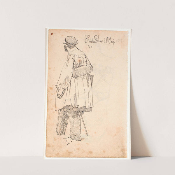 PC Skovgaard med botaniserkasse, stående og set fra ryggen by Johan Thomas Lundbye