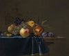 Peaches, grapes, pomegranate and plums on an entablature (1648)
