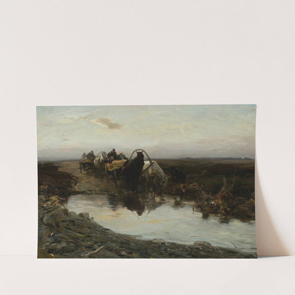 Peasant carts in front of a puddle (after 1890) by Alfred Von Wierusz-Kowalski