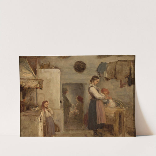 Peasant cottage interior by Aleksander Kotsis