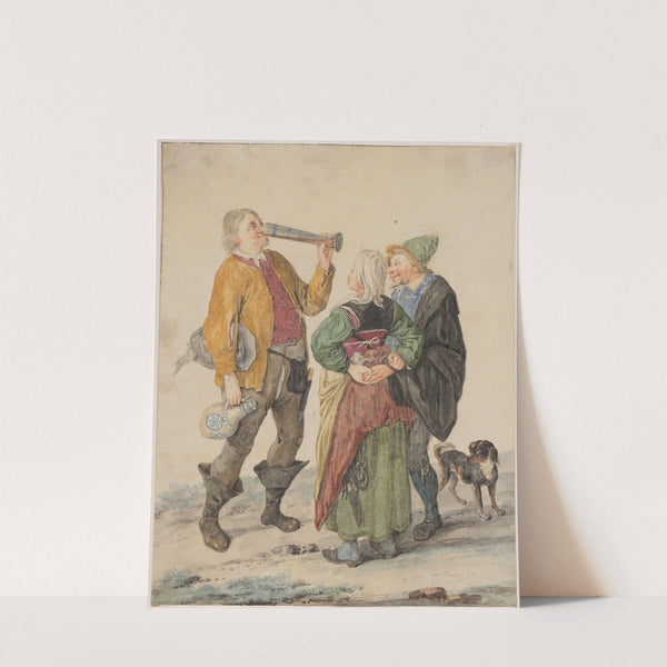 Peasant Couple with a Drinker (1689) by Cornelis Dusart