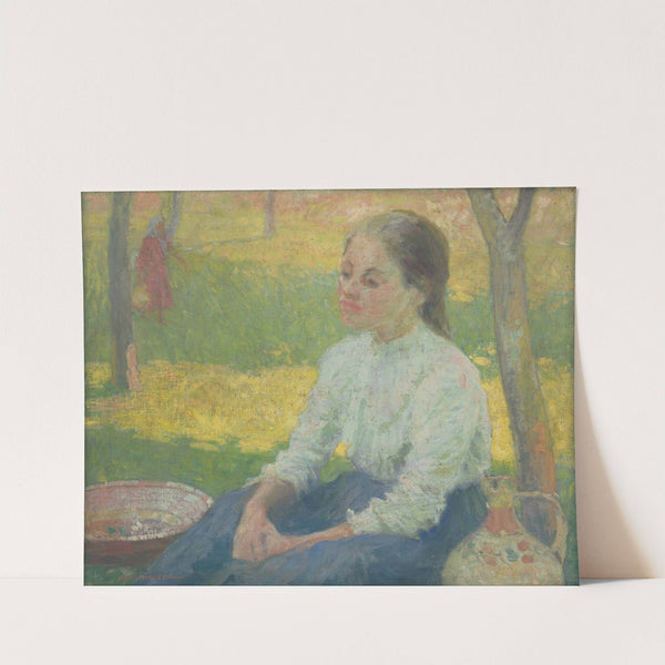 Peasant Girl in a Garden by Elemír Halász-Hradil