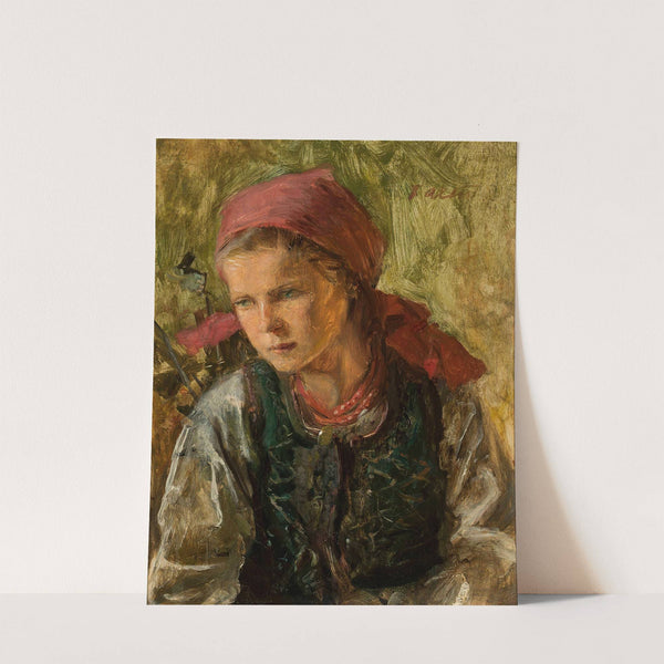 Peasant girl in a scarf by Teodor Axentowicz