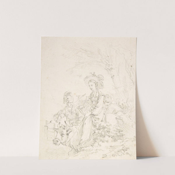 Peasant Girl Riding an Ox with Companions by François Boucher