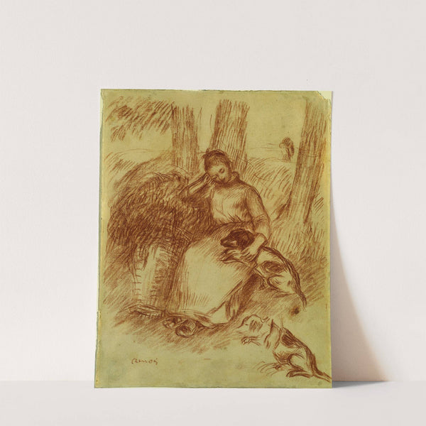 Peasant Girl with Dog (c. 1894) by Pierre-Auguste Renoir
