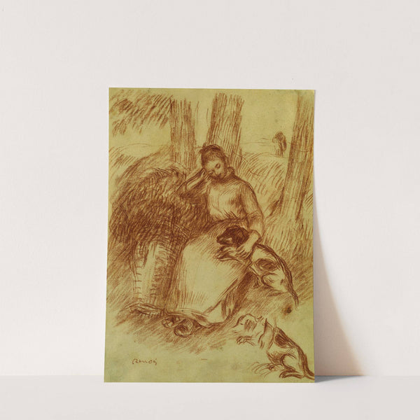 Peasant Girl with Dog (c. 1894) by Pierre-Auguste Renoir