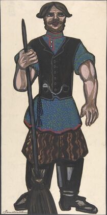 Peasant holding a broom