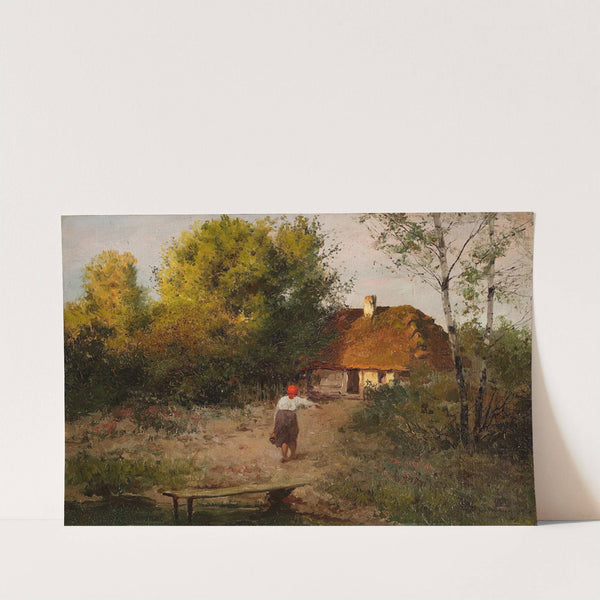 Peasant woman in front of a cottage (1920) by Józef Rapacki