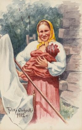 Peasant woman with a child in her arms (1912)