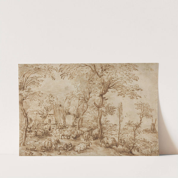 Peasants and Cattle near a Farmhouse by Pieter Bruegel The Elder