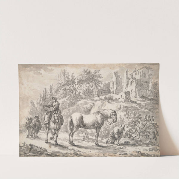 Peasants and Horses Near the Ruins of a Castle by Barent Gael