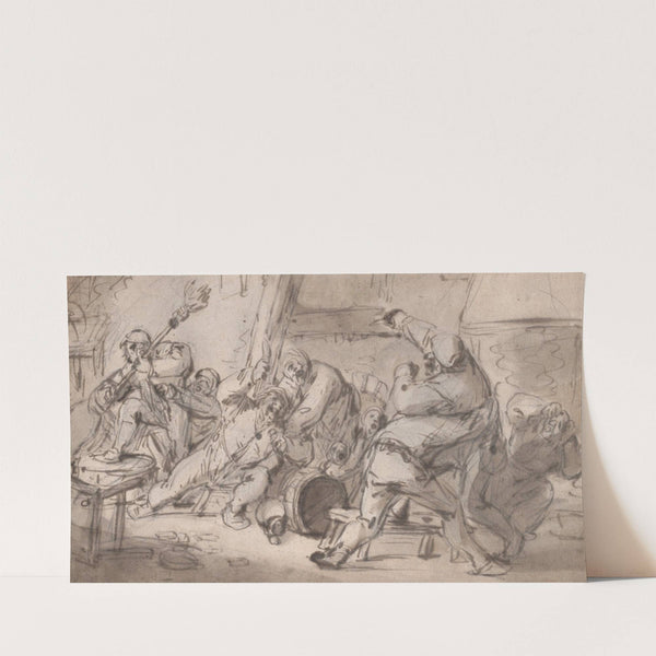 Peasants fighting in an inn mid (17th century) by Adriaen van Ostade