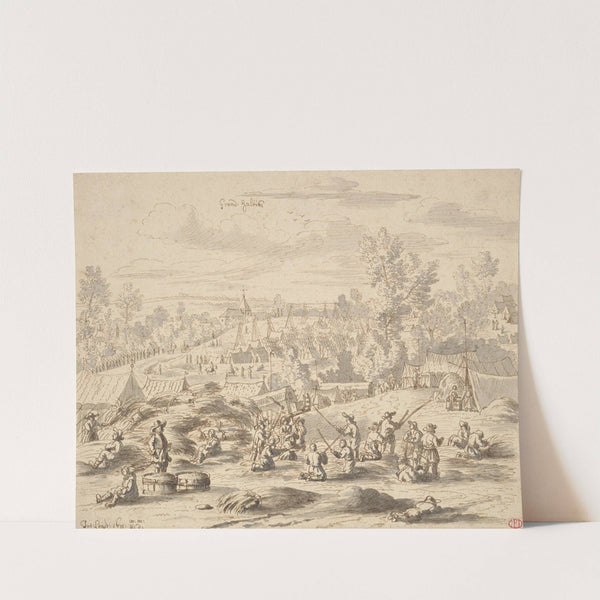 Peasants in a Landscape with a Military Camp in Grand-Hallet by Josua de Grave