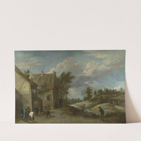 Peasants playing Bowls outside a Village Inn by David Teniers The Younger