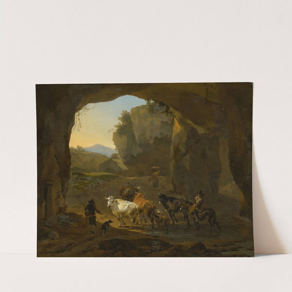 Peasants with Cattle in a Cave by Nicolaes Pietersz. Berchem