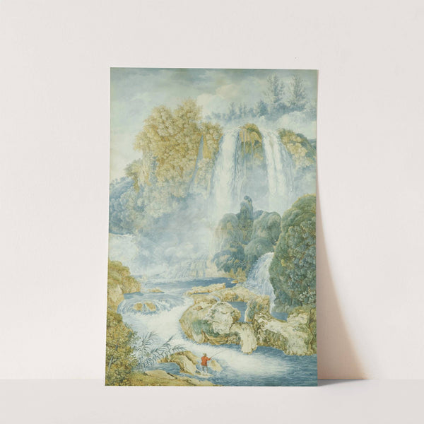 Pêcheur au pied d'une chute d'eau by Franz Kaisermann