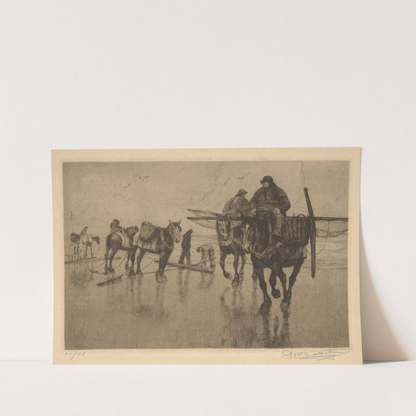 Pêcheurs de crevettes ; Le départ by Constant Eugène de Busschere