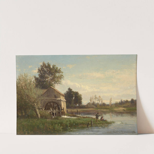 Pêcheurs devant un moulin (1864) by Emile Charles Lambinet