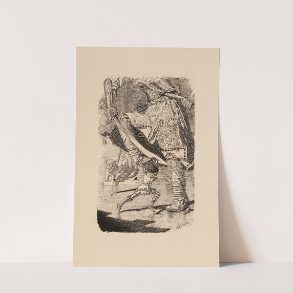 Pécopin attaquant un chevalier by Eugène Grasset