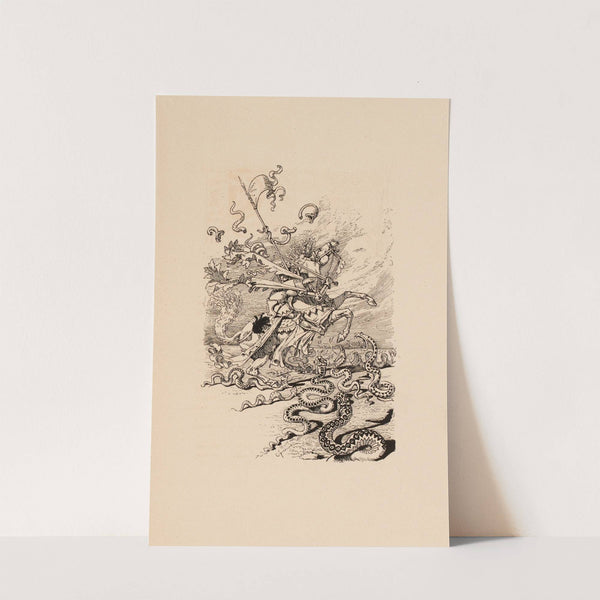 Pécopin sur son cheval dans la lande des vipères by Eugène Grasset