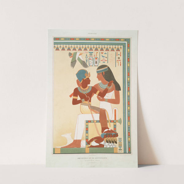 Peinture; Amounôph II et sa gouvernante ; nécropole de Thèbes (XVIIIe. dynastie) by Émile Prisse d'Avennes
