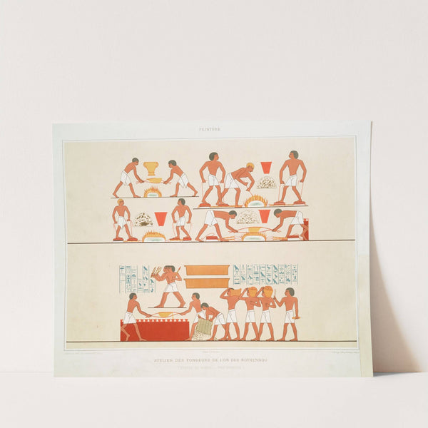 Peinture; atelier des fondeurs de l'or des rothennou (Temple de Karnac - XVIIIe. dynastie) by Émile Prisse d'Avennes