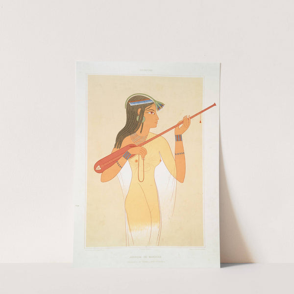 Peinture; joueuse de mandore (nécrolpole de Thèbes - XVIIIe. dynastie) by Émile Prisse d'Avennes