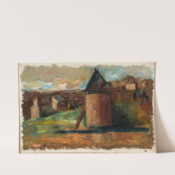 Pejzaż z zabudowaniami miejskimi by Tadeusz Makowski