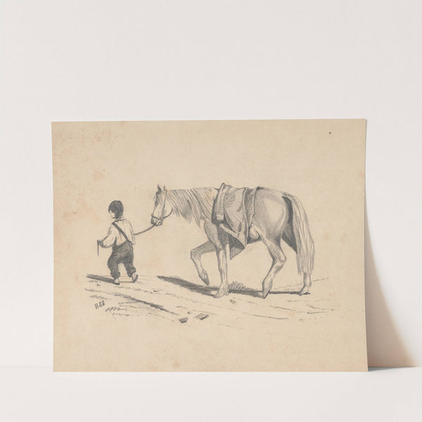 Pencil exercise, no. 4 - boy leading horse by Richard Sanger Smith