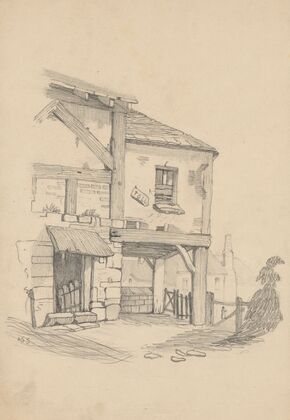 Pencil exercise, no. 6 – rustic half-timbered toll house — size preview