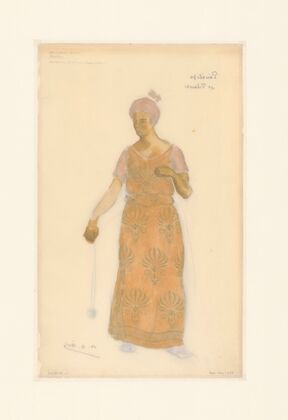 Pénélope – maquette de costume – Mélanthe, première fileuse (Lucy Vuillemin) (1923)