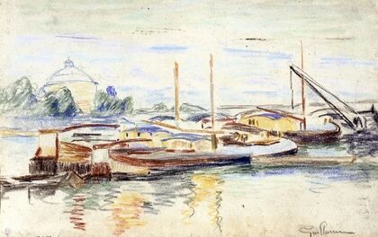 Péniches sur la Seine à Bercy (1915-1945)