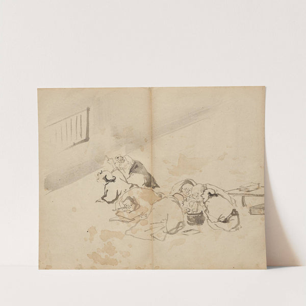 People Dining and Reading (1800s) by Kawanabe Kyōsai