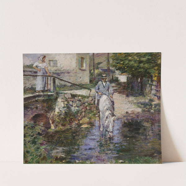 Père Trognon and His Daughter at the Bridge by Theodore Robinson