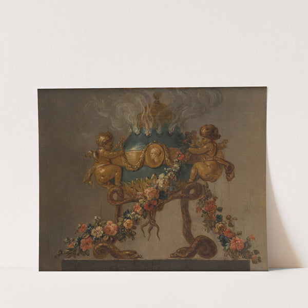 Perfume-burner supported by amorini and serpents and garlanded with flowers by Anonymous