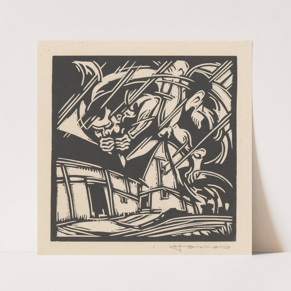 Personificatie van de wind bij een gebouw (1921) by Henri Jonas