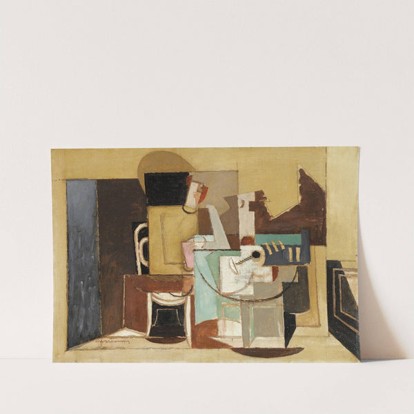 Personnage Assis À Une Table Ronde by Louis Marcoussis