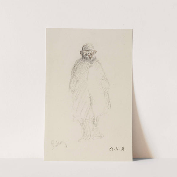 Personnage coiffé d'un chapeau, en pied de face by Georges Hugo