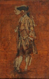 Personnage debout en costume Louis XV (croquis pour les Joueurs de Boules) Stade de création étude