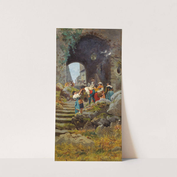 Personnages à l'entrée d'un village en Italie by Pietro Barucci