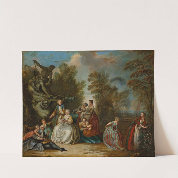 Personnages autour d'une fontaine lisant et filant by Jacques Sébastien Leclerc