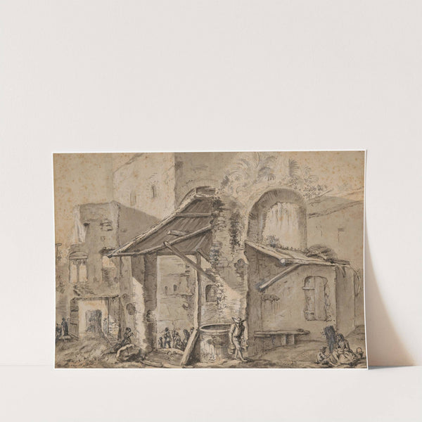 Personnages devant des habitations et des ruines by Jean-Jacques de Boissieu