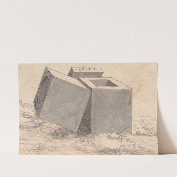 Perspectival Drawing with Three Cubes by Peter Flötner