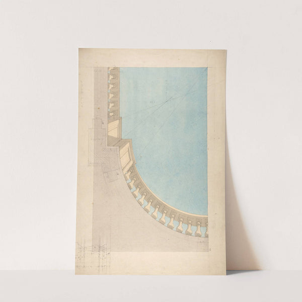 Perspectival study for one quadrant of a ceiling design including a trompe l'oeil balustrade by Jules-Edmond-Charles Lachaise