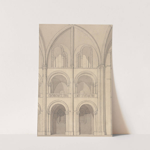 Perspective Elevation of Part of the Abbey Church of Saint Stephen at Caen, Normandy (1818) by John Sell Cotman