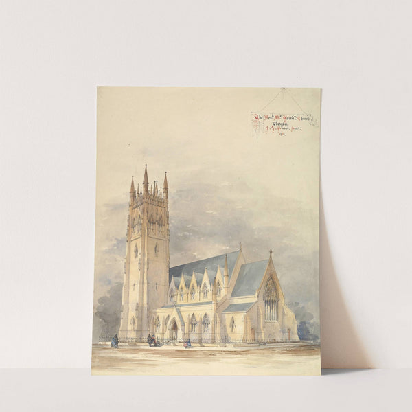 Perspective Elevation of Reverend Mr. Gaird's Church, Glasgow, in the Gothic Style by J. T. Rochead