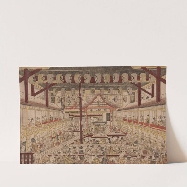 Perspective View of the Interior of the Nakamura Theater with Ichikawa Ebizo II as Yanone Goro by Okumura Masanobu