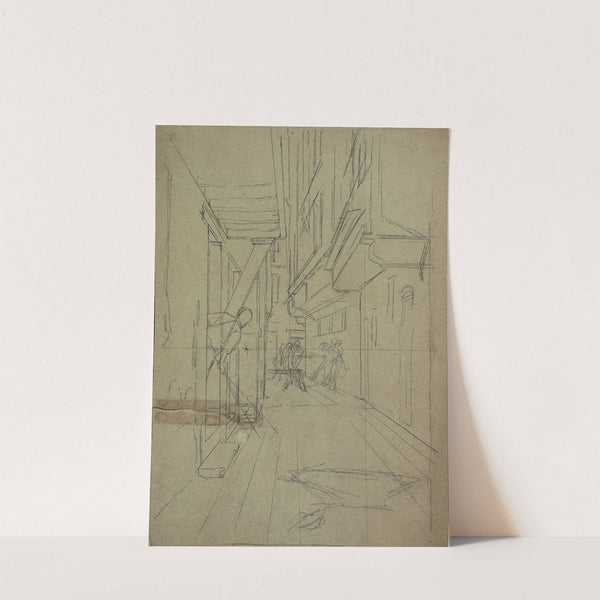 Perspektivskizze zu ”Straßenkampf in einem venezianischen Gässchen’ (1887) by August von Pettenkofen